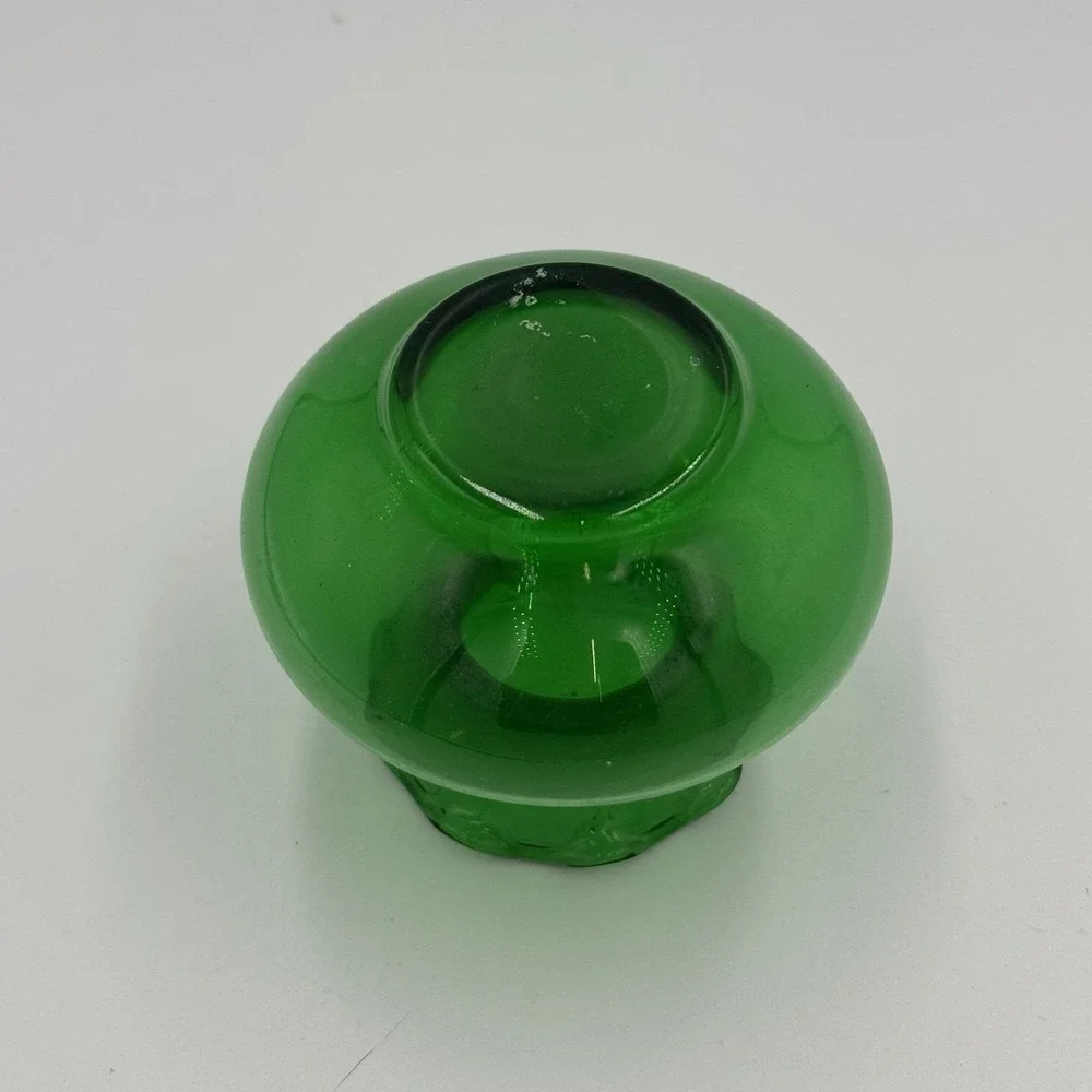 Anchor Hocking Green Glass Vase Ruffled Rim‎ Small Vintage 3